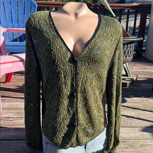 Moss Designs Vintage Boucle Textured Knit Sweater -Med- Stretch - Cardigan